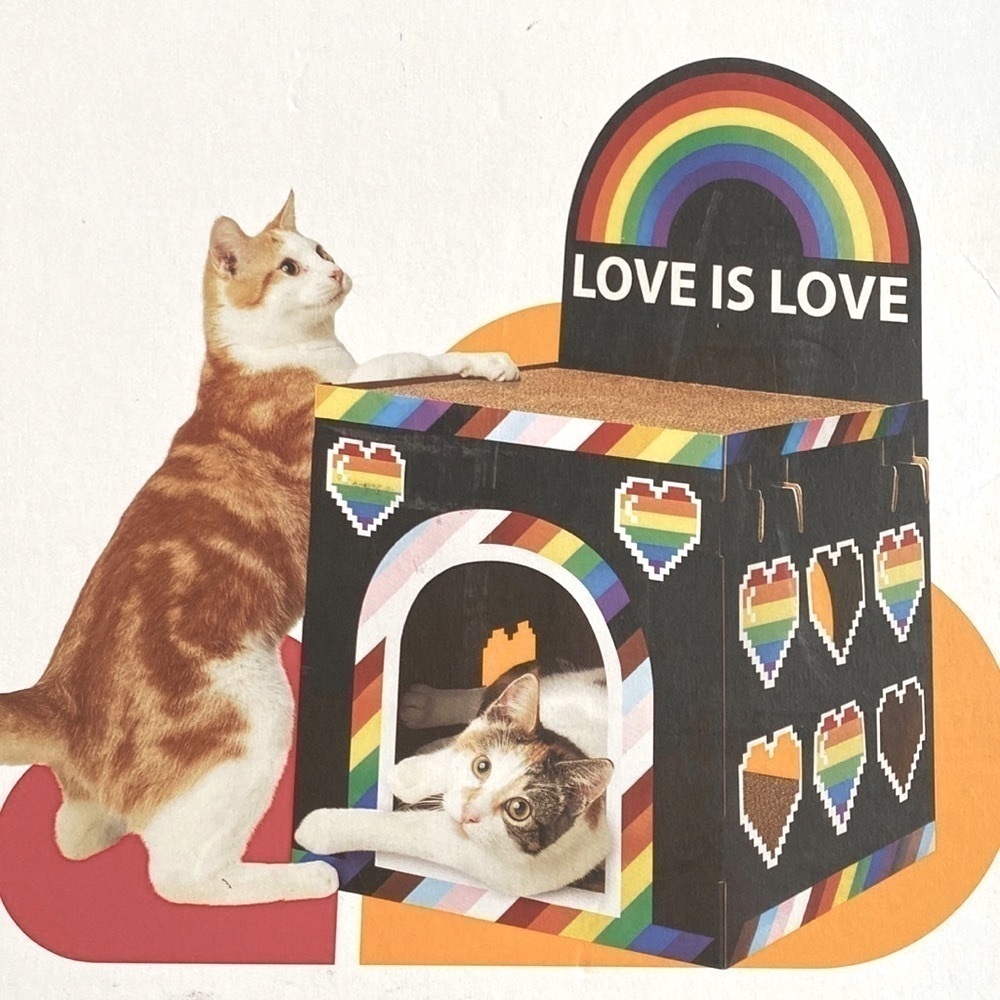 Boots & Barkley Rainbow Pride Love is Love Double Decker Cat Scratcher House Box - Picture 6 of 8
